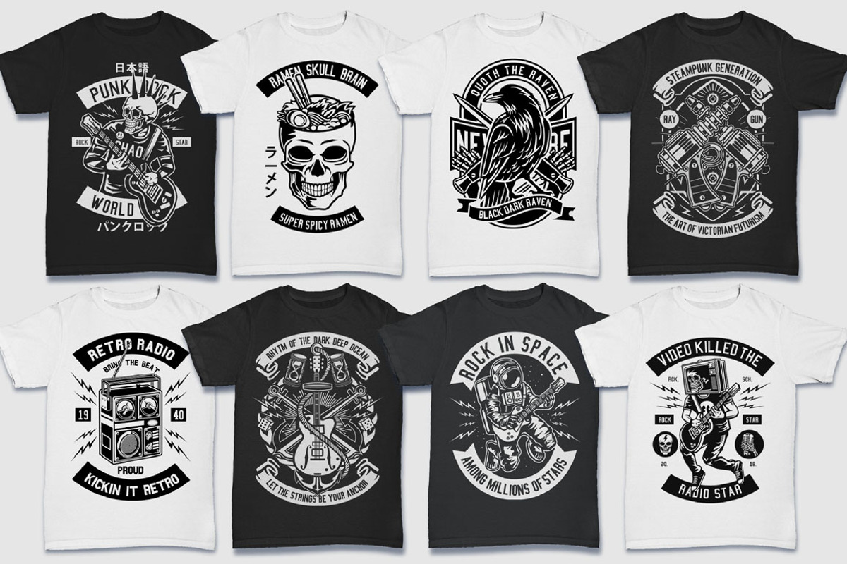 200 Vector Tshirt Designs ( B/W ), an Education Illustration by roach_graphic (Photo 19 of 27)