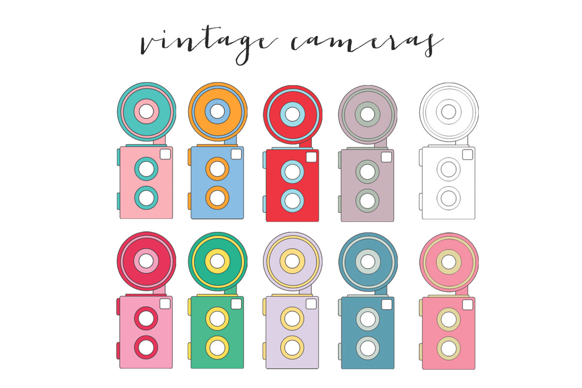 Vintage Flash Cameras, an Illustration by Maybe Sparrow Designs
