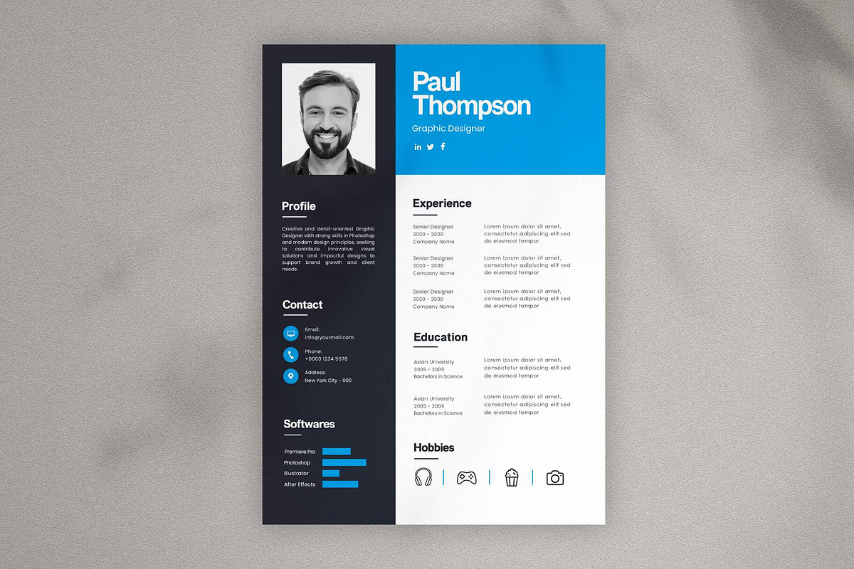 Clean Modern Resume Cv, a Resume Template by Saman Osama (Photo 2 of 2)