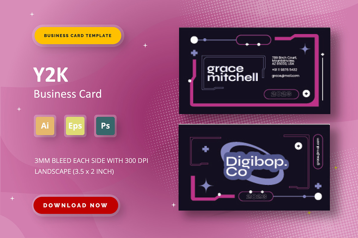Y2K - Business Card, a Business Card Template by StreaksideStd
