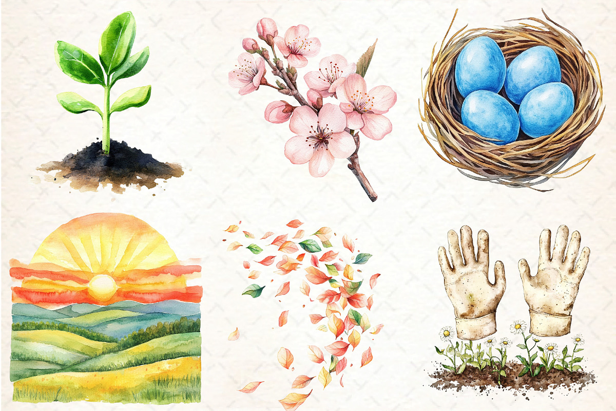 Spring Seasonal Elements Clipart, an Illustration by DreamCafeArt (Photo 2 of 7)