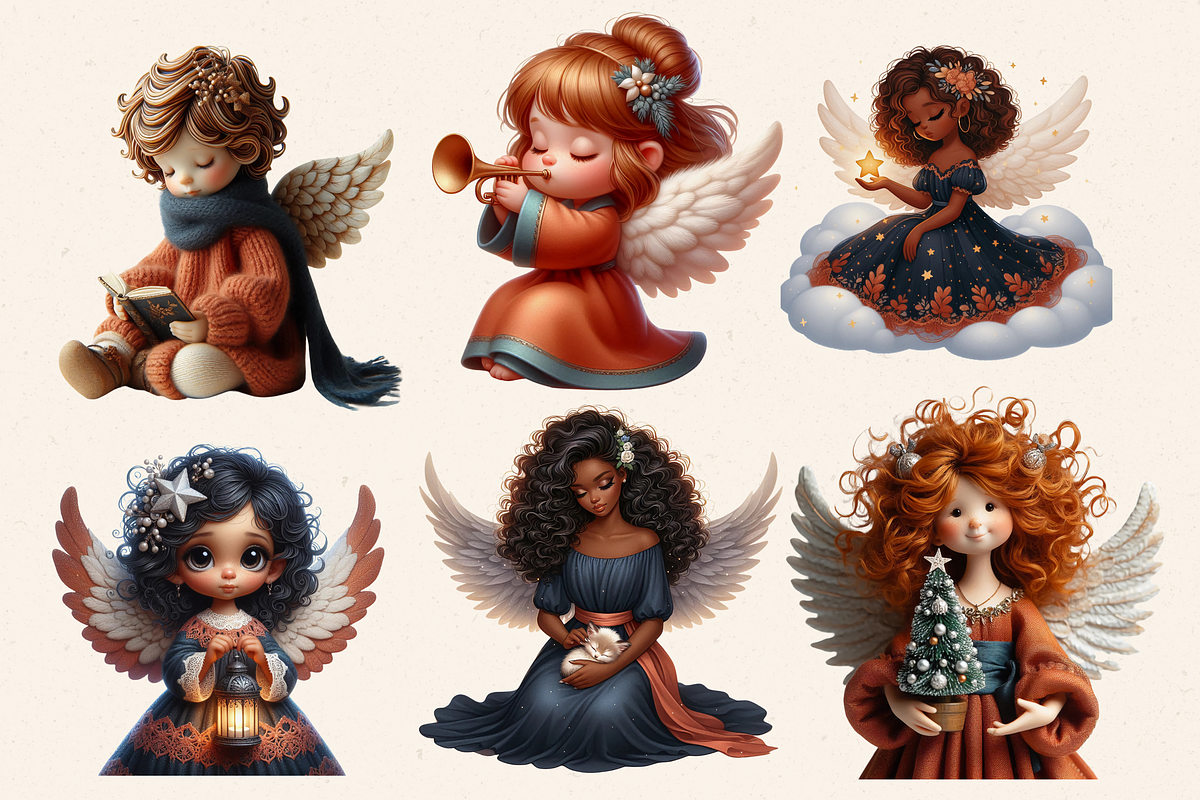 TERRACOTTA ANGELS CLIPART PACK, a Person Illustration by Daring Digies (Photo 3 of 7)