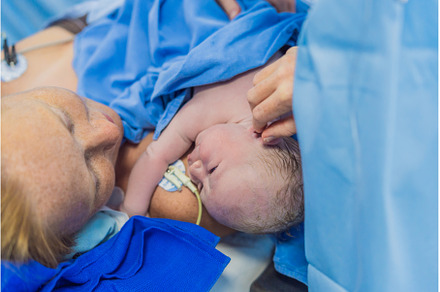 Baby on mother's chest immediately