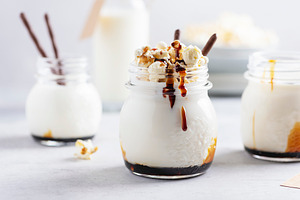 Smoothie with milk and caramel containing energy, italian, and syrup