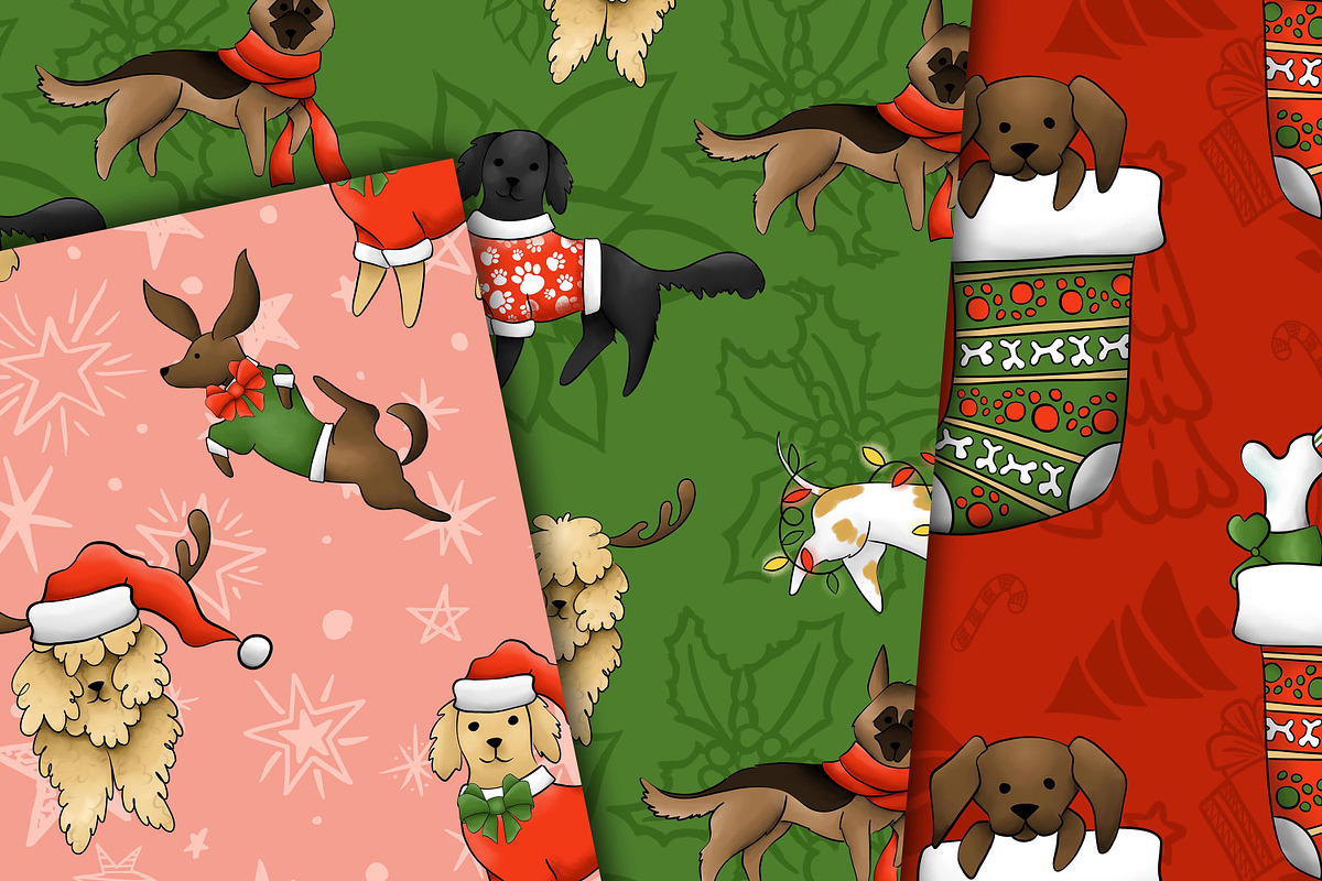 Christmas dogs patterns, a Pattern Graphic by DarinaDigital (Photo 3 of 5)