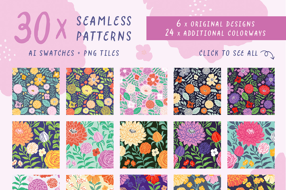 Bloomcore Vector Patterns & Graphics, a Pattern Graphic by rouxsupplyco (Photo 2 of 12)