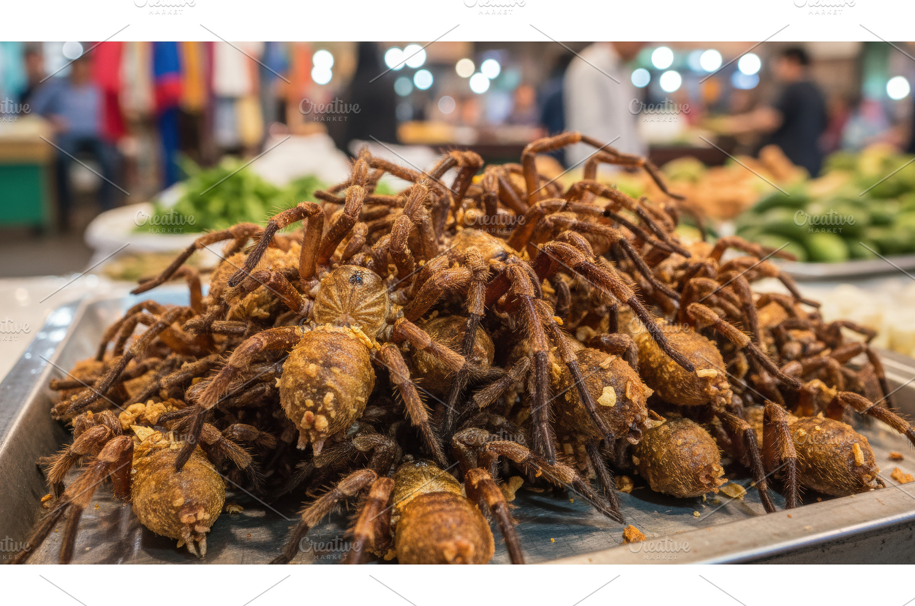 Mound of fried tarantulas or large, a Food & Drink Photo by Igor Tichonow
