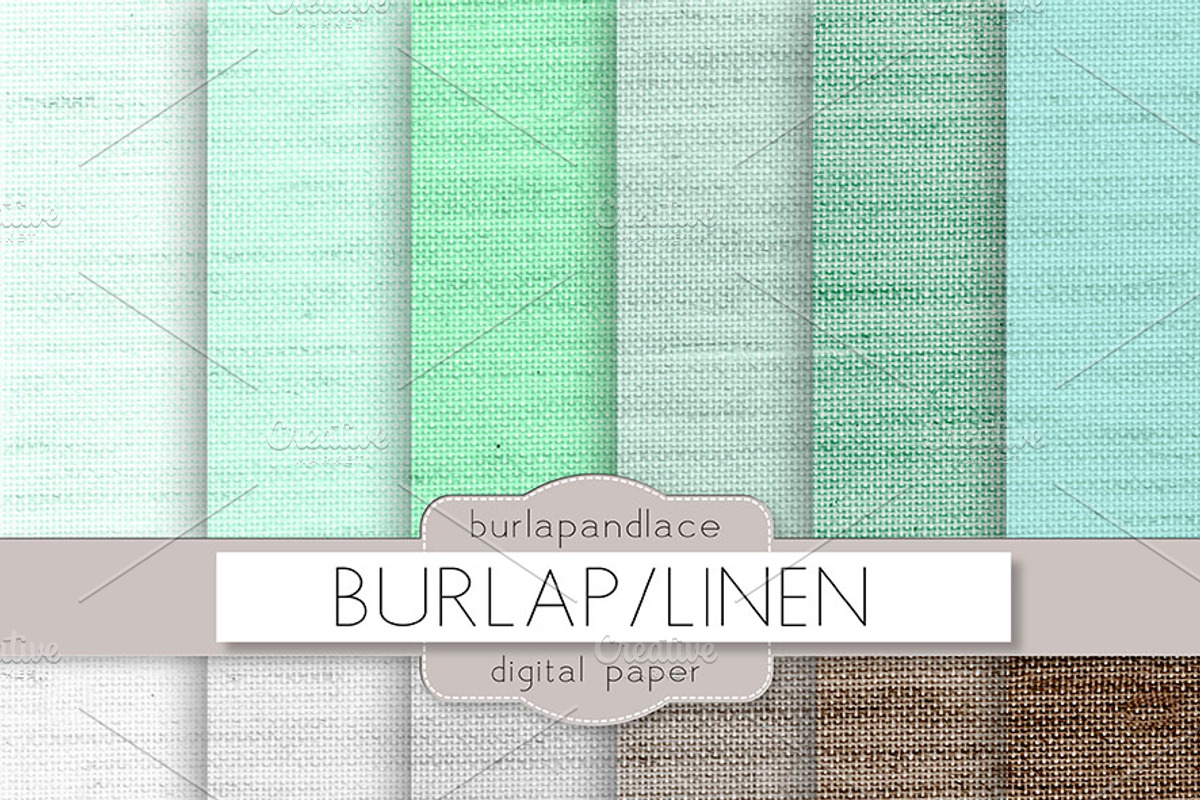 Mint/grey/brown linen burlap digital