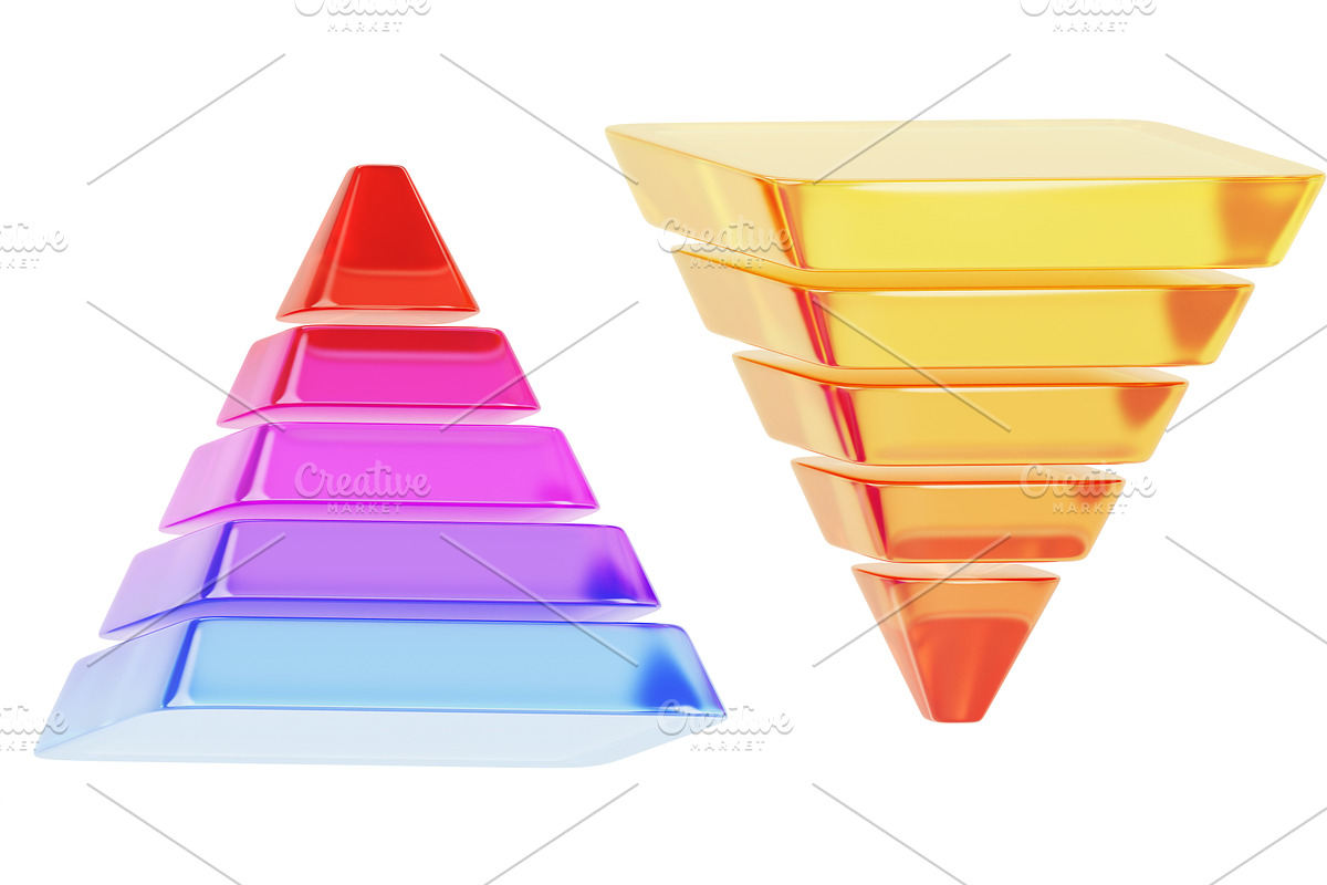 3d colorful glass pyramid diagram, a Finance Illustration by Marozhkastudio