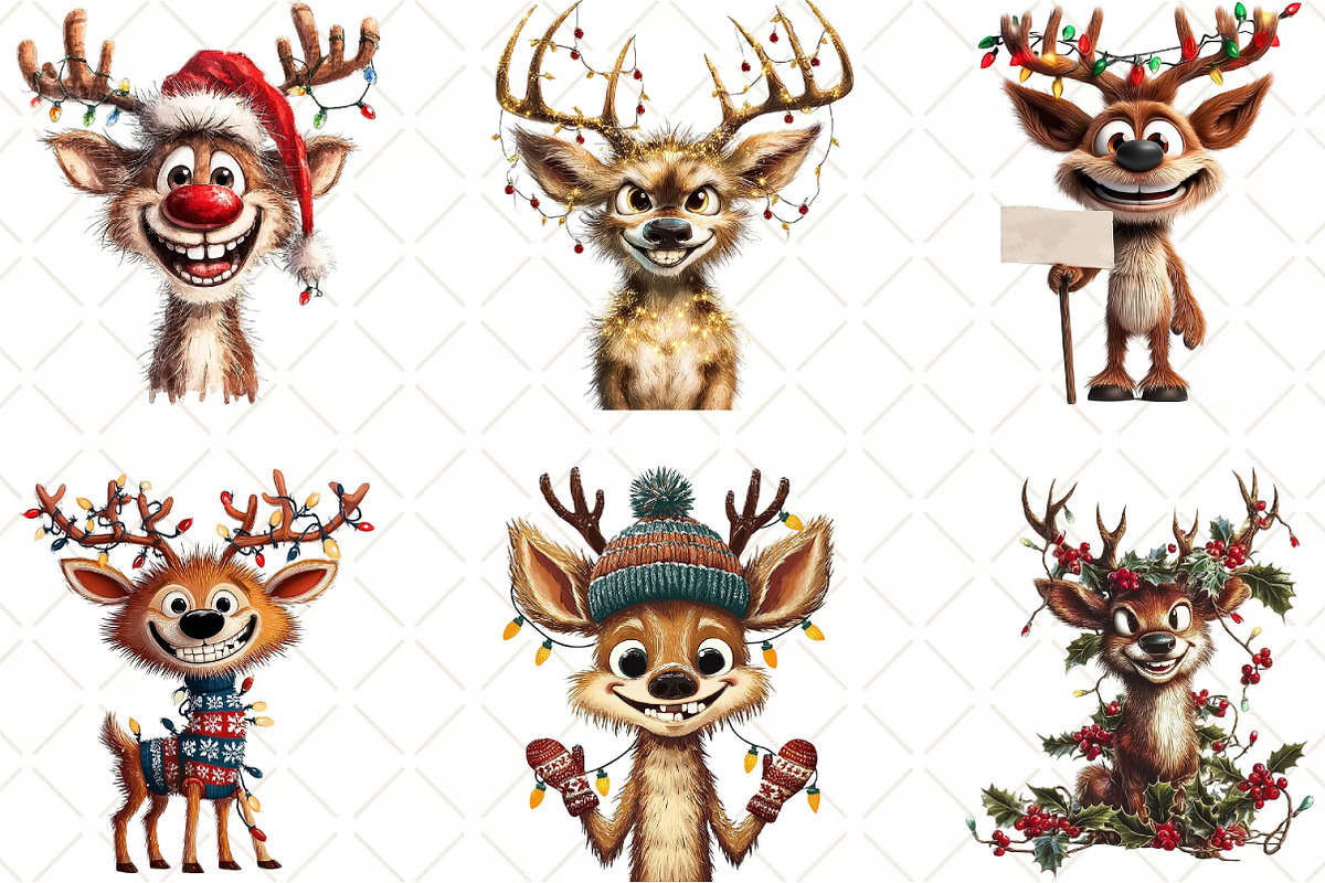Christmas Deer Clipart, an Illustration by Black Bird Studio (Photo 5 of 6)