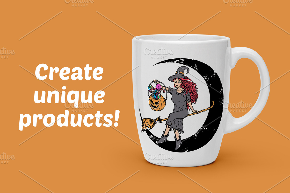 Witch brings halloween candy, a Person Illustration by gunaonedesign (Photo 2 of 4)