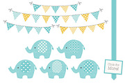 Aqua & Yellow Elephants & Patterns, an Illustration by Amanda Ilkov (Thumbnail 2 of 3)