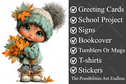 Whimsical Fall Autumn Kids Clipart, a Seasonal Illustration by Canvas Craft (Thumbnail 3 of 10)