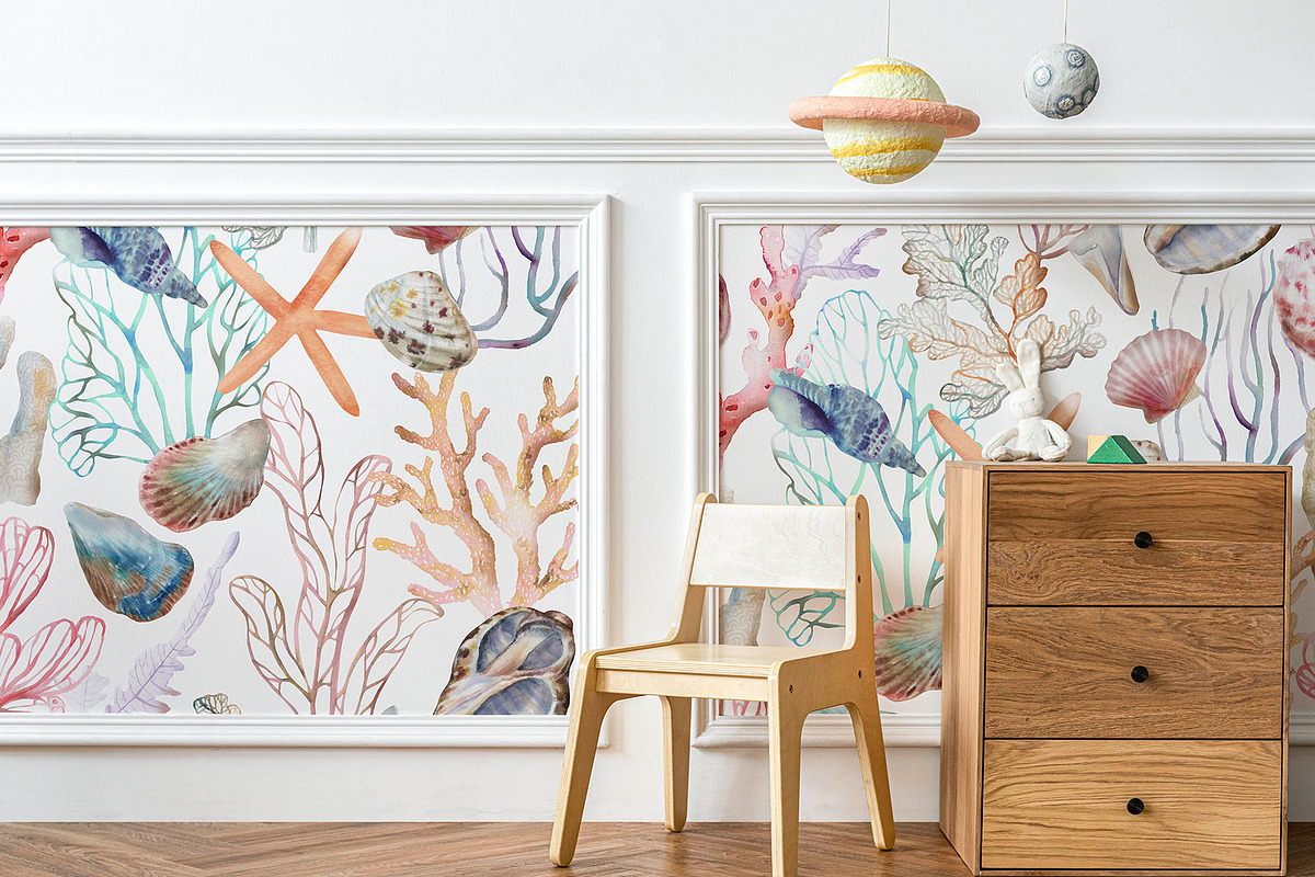 Nerida. Seamless marine pattern, a Pattern Graphic by emeraldthue (Photo 5 of 7)