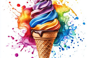 Ice cream cone with chocolate and ra, a Food & Drink Photo by Pixeness Studio