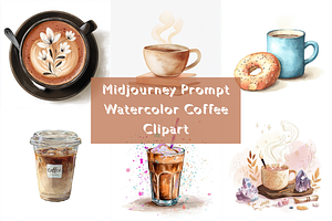Prompt Watercolor Coffee Clipart, a Decorative Illustration by Creative design