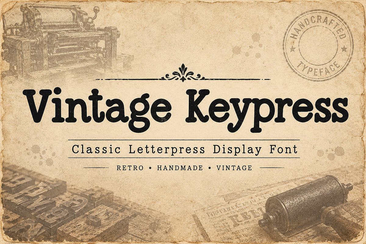 Vintage Keypress, a Handwritten Font by Wow Magic (Photo 1 of 5)
