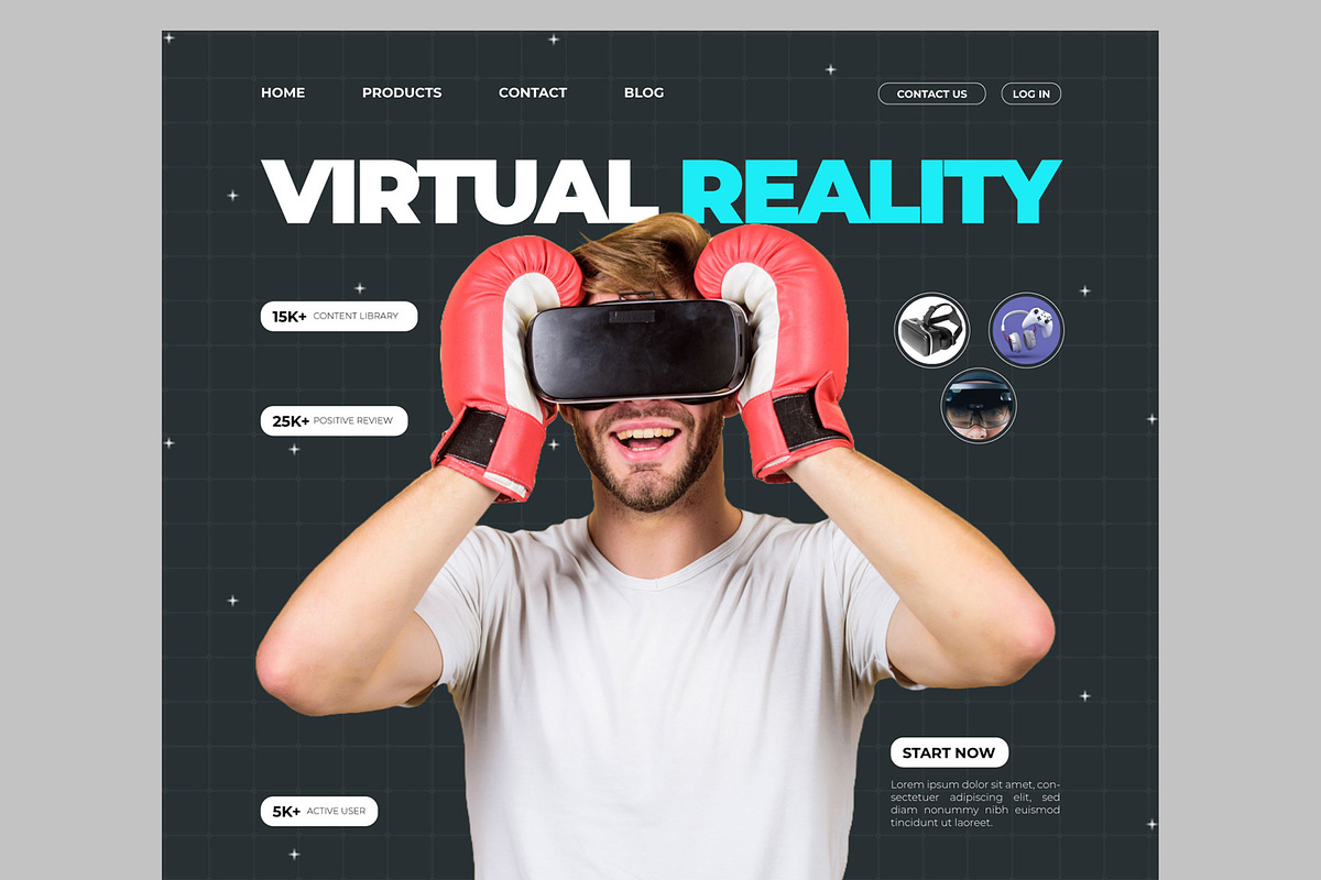Virtual Reality Landing Page, an UI Kit Template by CreativeShaper (Photo 2 of 6)