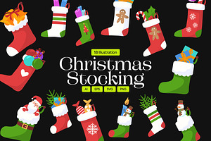 Christmas Stocking Illustrations, an Object Graphic by Eklip Studio