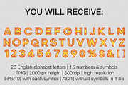 Bright retro alphabet font PNG EPS, an Object Graphic by MariiaVD (Thumbnail 6 of 6)