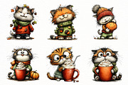 Funny Autumn Cat Clipart, a Seasonal Illustration by Designworld (Thumbnail 2 of 11)