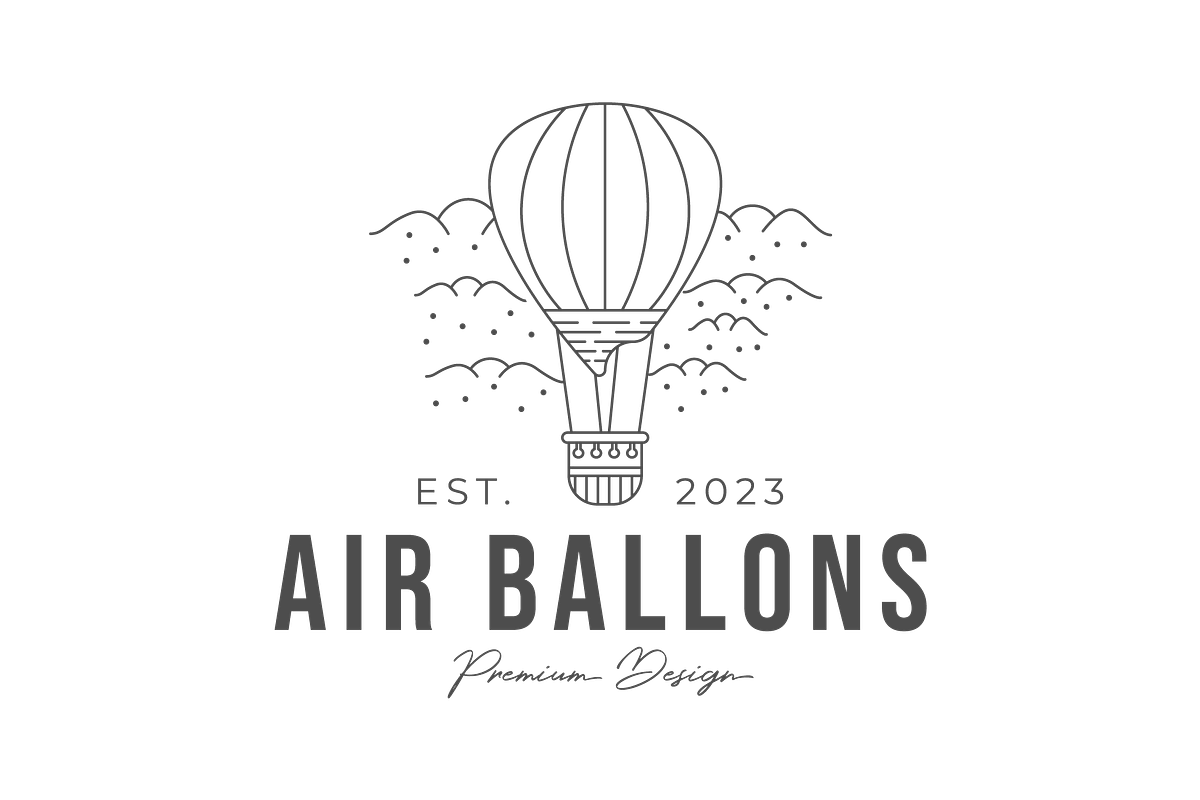 Flying air balloon on the sky logo, a Graphic by Rizkaarishandy_shop
