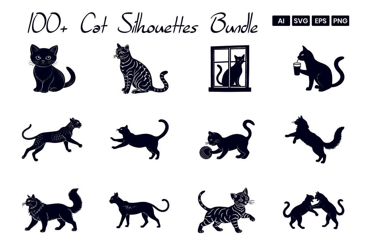 Cats Silhouette Pack, an Illustration by Creative_View (Photo 2 of 4)