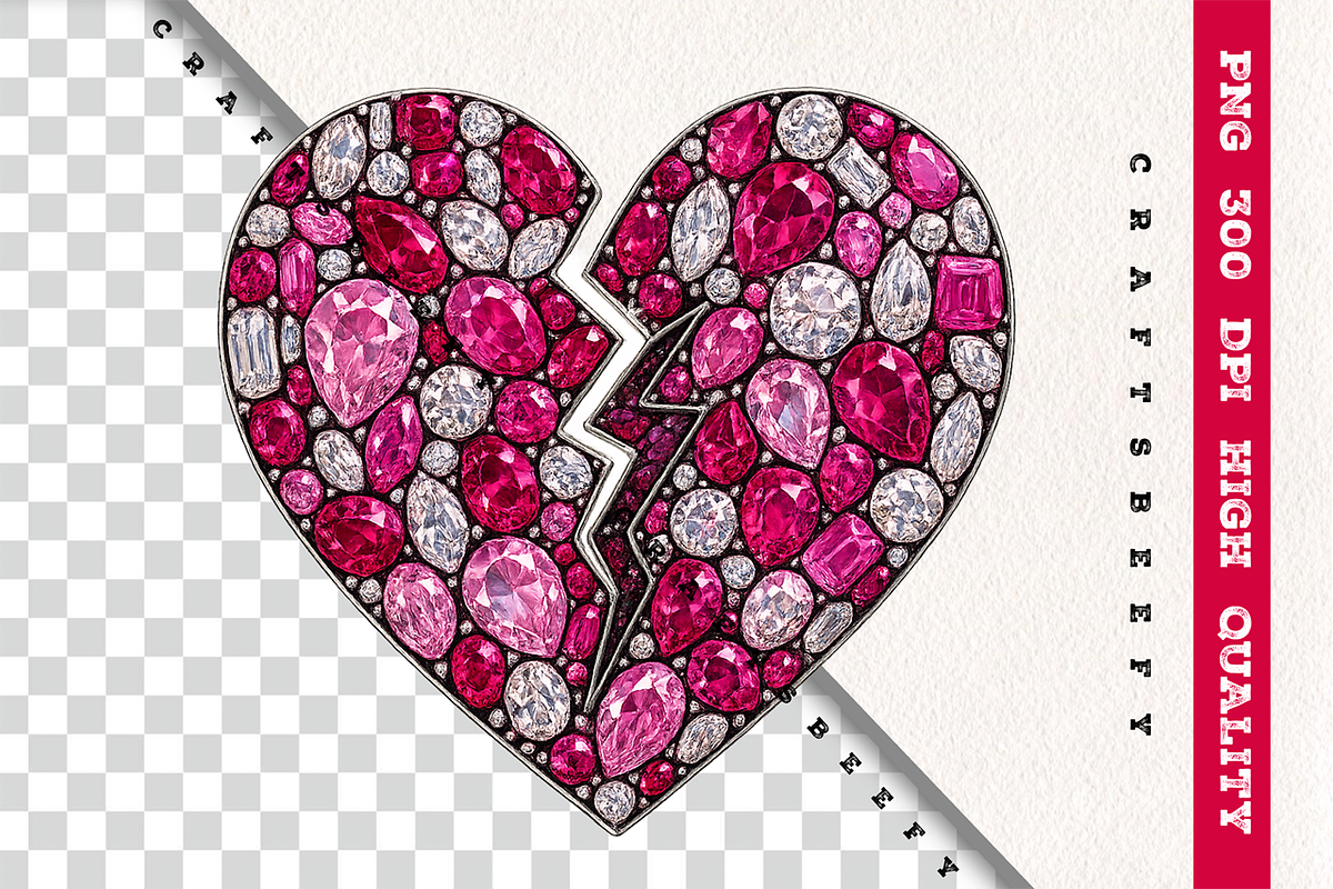 Faux Rhinestone Broken Heart PNG, an Object Illustration by Craftsbeefy (Photo 2 of 6)