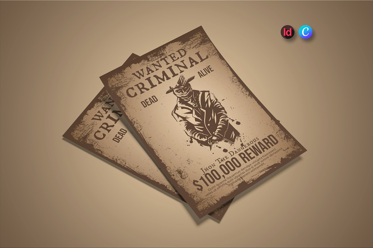 Wanted Criminal Flyer Template, a Stationery Template by Creatiya Type (Photo 1 of 3)