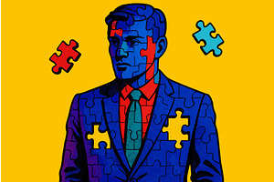 Businessman Puzzle Concept with, a Person Illustration by AlexArt