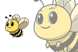 Cute bee flying cartoon