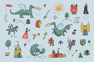 Fantasy Kingdom Dragons Bundle, a Pattern Graphic by GooseFrol