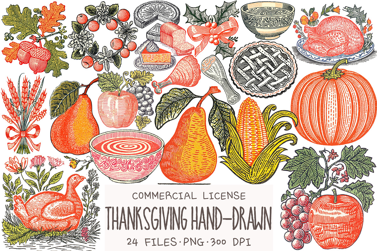 Thanksgiving Hand-Drawn Clipart, an Illustration by OK Design (Photo 1 of 5)