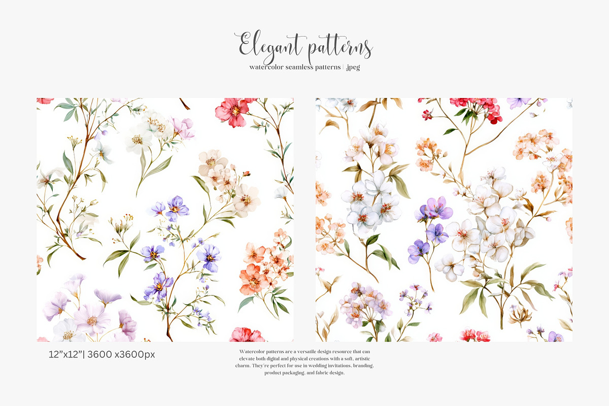 watercolor seamless pattern set, a Pattern Graphic by Patishop Art (Photo 3 of 7)