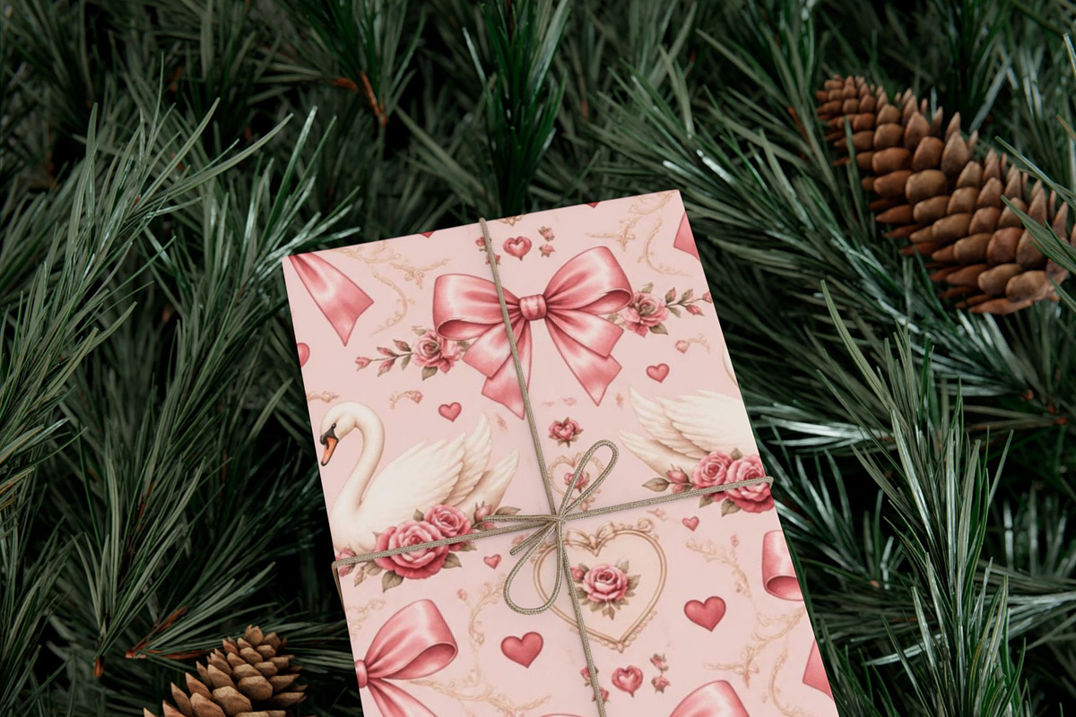 Swan & Bow Seamless Pattern, a Pattern Graphic by elfy creative (Photo 7 of 7)