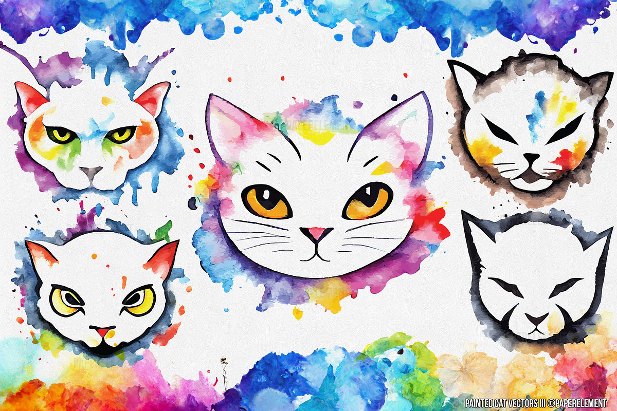 Painted Kitties Vector Pack III, an Illustration by Paper Element (Photo 3 of 4)