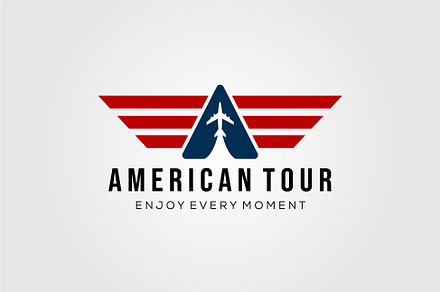 american plane travel logo vector, a Transportation Illustration by Rizkaarishandy_shop