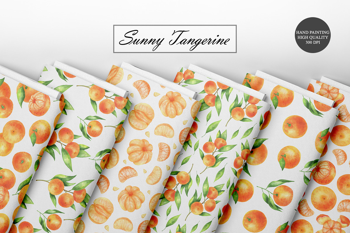 Tangerine Seamless Patterns, a Food Illustration by OlDm_Shop (Photo 9 of 10)