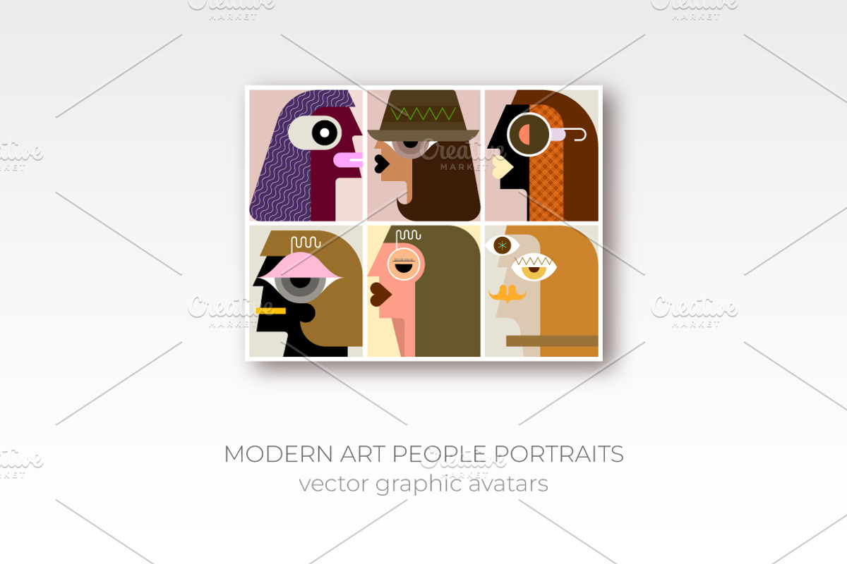Six Portraits Set Of Design Elements, an Illustration by danjazzia (Photo 1 of 3)
