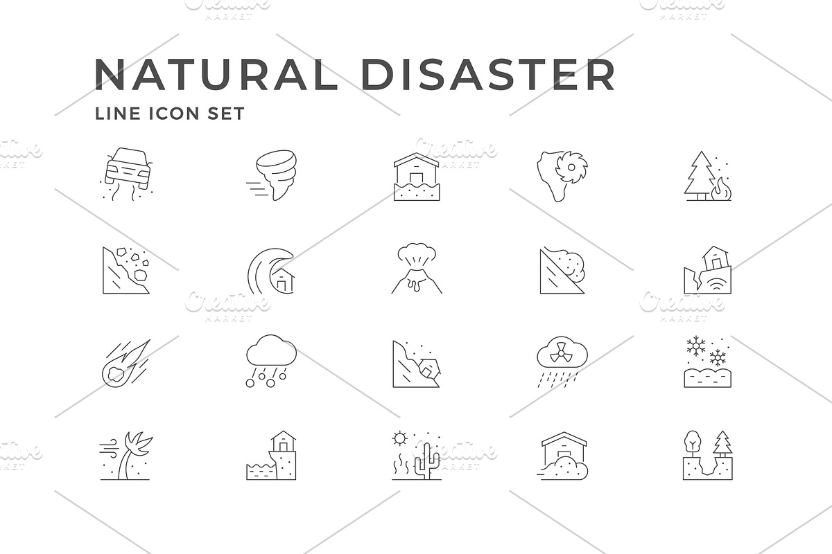 Set line icons of natural disaster, an Outline Icon by motorama (Photo 2 of 2)