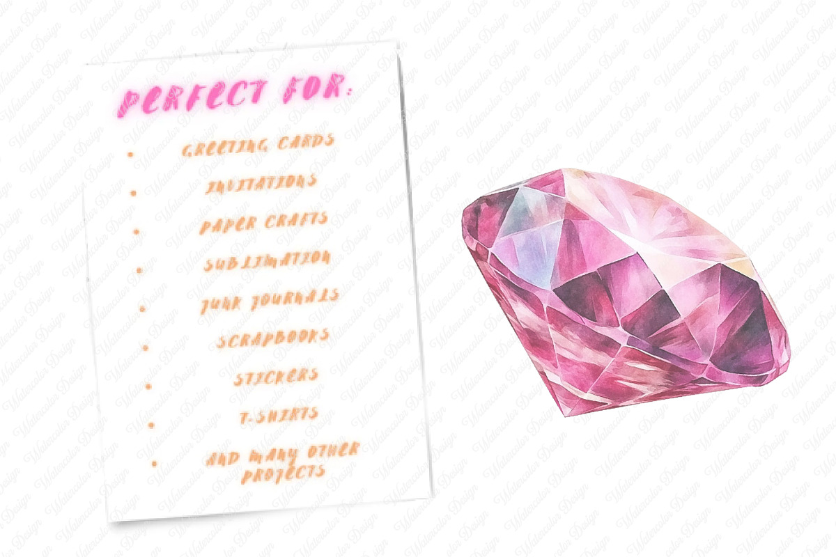 Luxury Diamond ClipArt, an Illustration by Watercolor design (Photo 10 of 12)