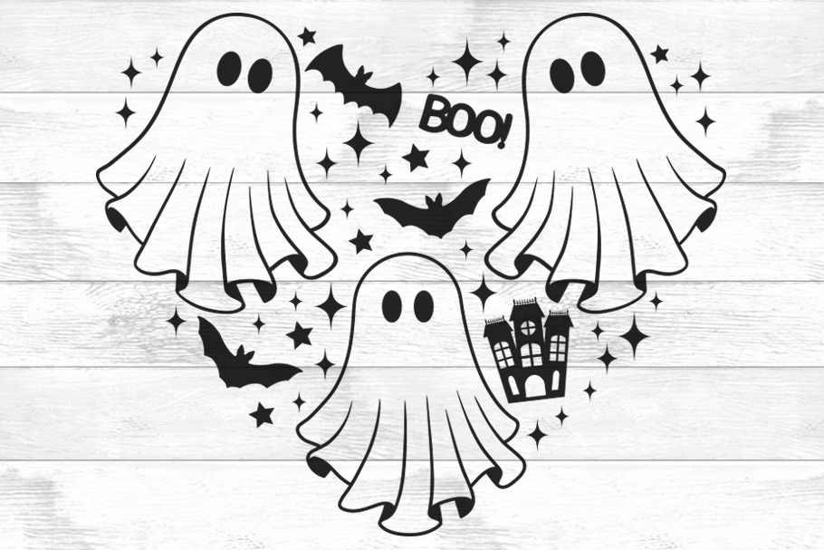 Ghost SVG PNG, Creepy Ghost in Heart, an Object Graphic by Doodle Cloud ...