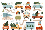 Retro Christmas cars clipart, a Transportation Illustration by JulzaArt (Thumbnail 2 of 6)