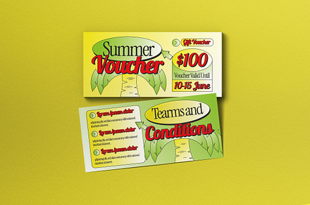 Colorful Y2K Summer Voucher, a Card Template by graphicook