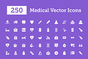 250 Medical Vector Icons, a Solid Icon by Vectors Market (Thumbnail 1 of 4)