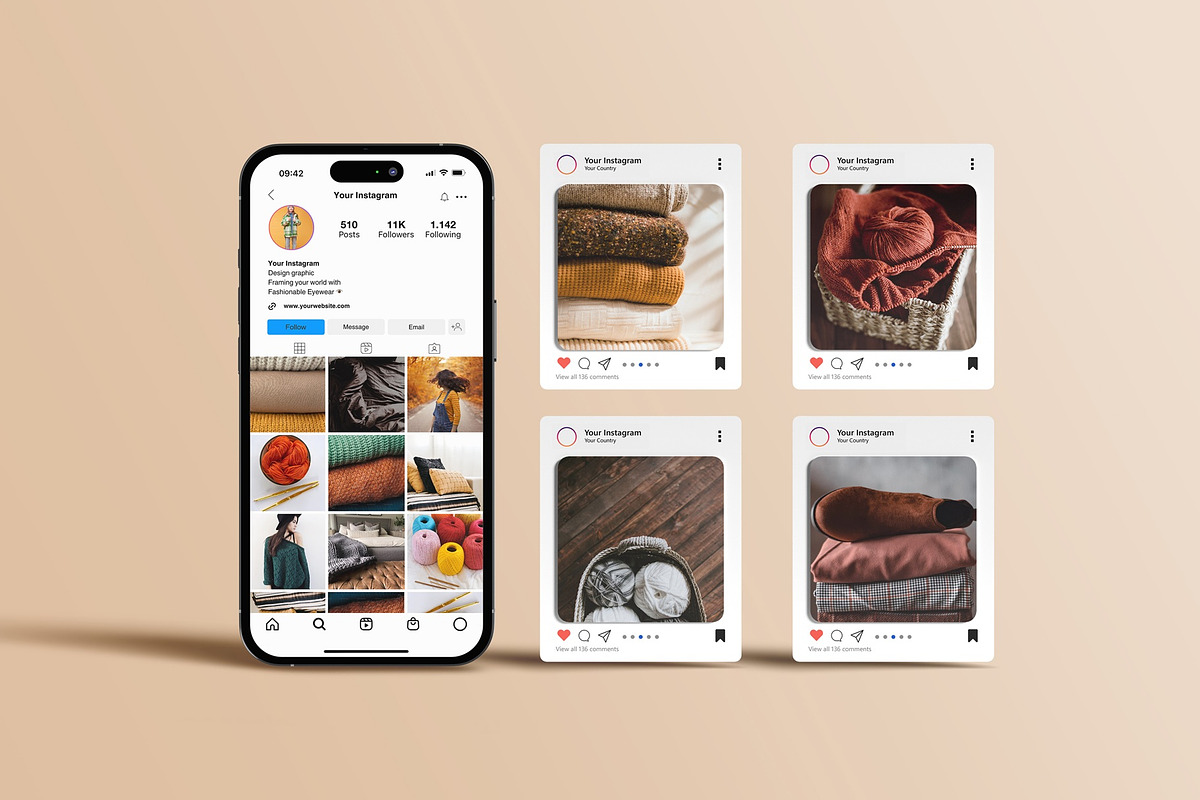 Instagram Post and Stories Mockup, a Device Mockup by Sweetdady (Photo 8 of 8)