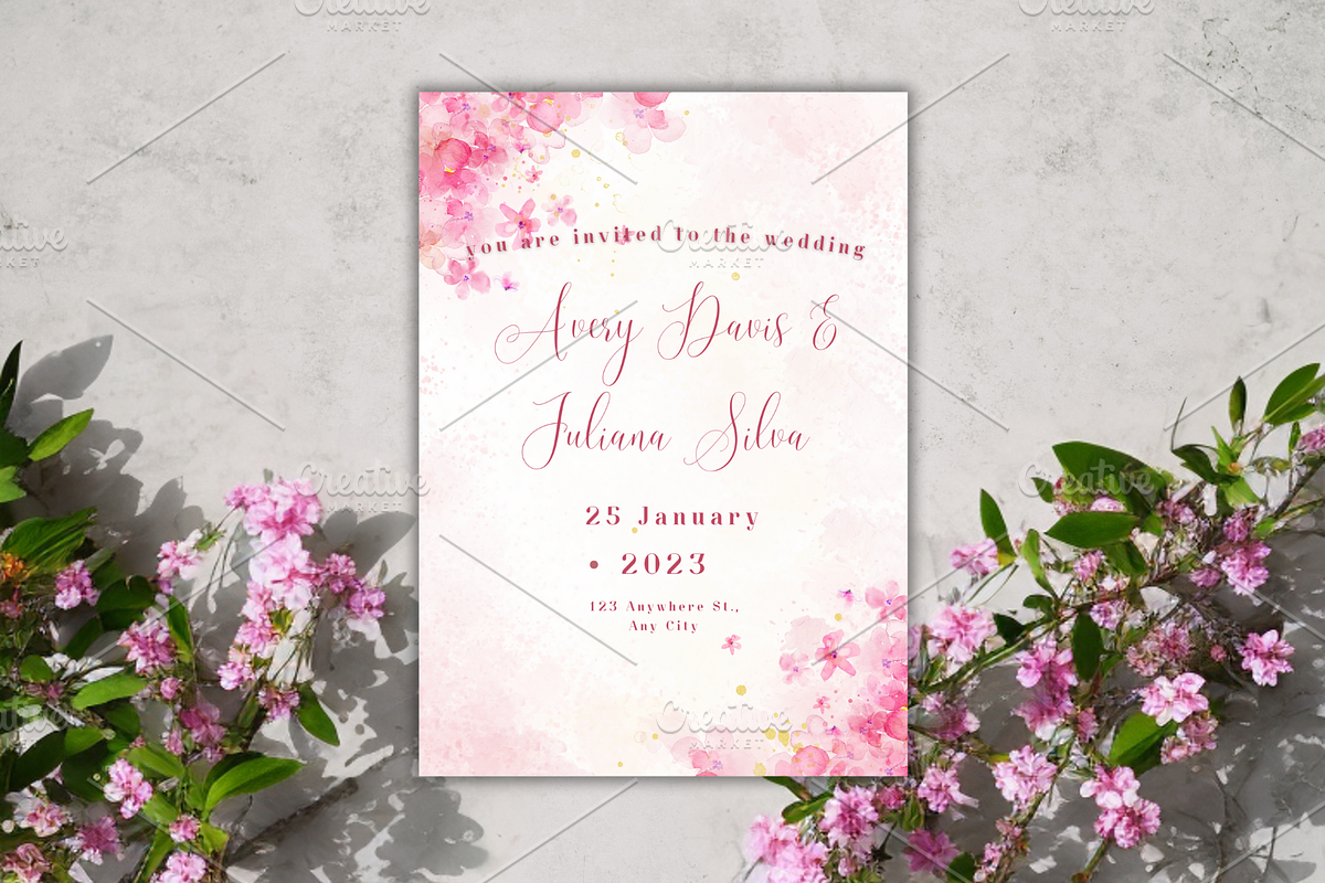 Pink Cherry Blossom Wedding Suite, a Print Template by TheSimplySereneShop (Photo 3 of 7)