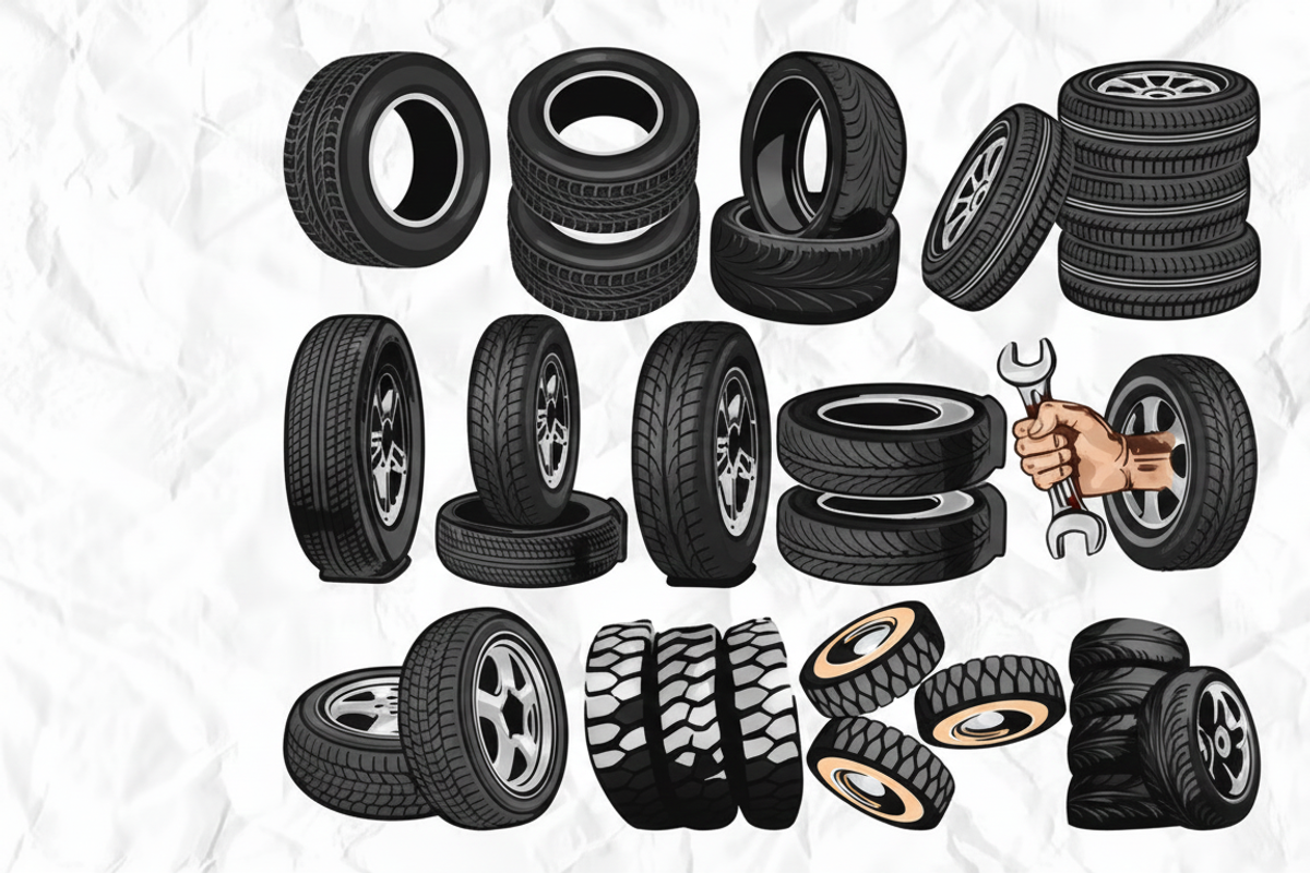 Snow Wheel Clipart, Tire Stack svg, an Object Illustration by ...