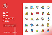 Economic Crisis Filled Line Icons, an Icon by IconBunny (Thumbnail 1 of 2)