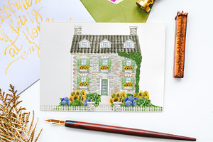 Watercolor Provence House Clipart